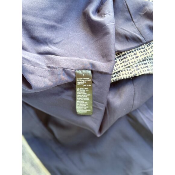 White House Black Market Womens 6 Blue White Pearl Blazer Jacket Long Sleeve - Picture 5 of 12